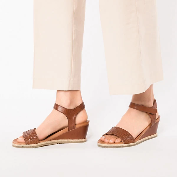 Leder Keilsandaletten - Braun 2 Leder Keilsandaletten - Braun – Bild 2