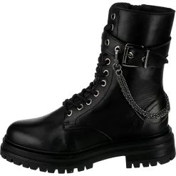 J&F Buckle Lace-Up Boots Mit Kettendetail - Schwarz -Schuhgeschäft 19909106 03