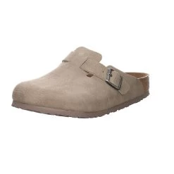 Birkenstock Boston Veloursleder Vegan Pantoletten Normal - Taupe