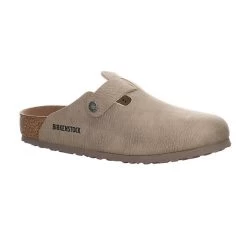 Birkenstock Boston Veloursleder Vegan Pantoletten Normal - Taupe -Schuhgeschäft 21638651 07
