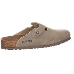 Birkenstock Boston Veloursleder Vegan Pantoletten Normal - Taupe -Schuhgeschäft 21638651 08