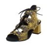 Damen Riemchensandalen Sandalette Fußbett Bequem Freizeit Glattleder Bedruckt Riemchensandalen - Gelb
