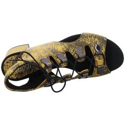 Damen Riemchensandalen Sandalette Fußbett Bequem Freizeit Glattleder Bedruckt Riemchensandalen - Gelb -Schuhgeschäft 24772621 06