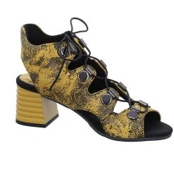 Damen Riemchensandalen Sandalette Fußbett Bequem Freizeit Glattleder Bedruckt Riemchensandalen - Gelb -Schuhgeschäft 24772621 07