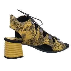 Damen Riemchensandalen Sandalette Fußbett Bequem Freizeit Glattleder Bedruckt Riemchensandalen - Gelb -Schuhgeschäft 24772621 08