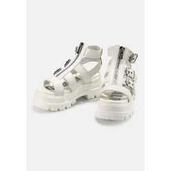 Buffalo Plateausandale GLD ZIP Plateau-Sandaletten - Weiß 8 Buffalo Plateausandale GLD ZIP Plateau-Sandaletten - Weiß -Schuhgeschäft 25880471 03